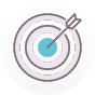 Target icon with a dart, symbolizing precision and focused decision-making.
