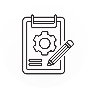 Gear and pencil icon representing precision and strategy in planning.